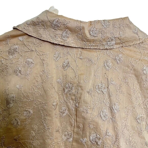 J.Jill Ginger 100% Cotton Boho Embroidered Lined Blazer Jacket Size 12 p Tan - Picture 13 of 16